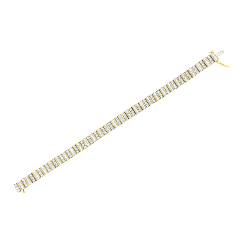 Bids.com 14K Yellow Gold 5.50 Cttw Round and Baguette Diamond Link Bracelet Bracelets White Smoke Yellow.Gold / 7