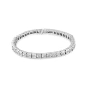 Bids.com 14K White Gold 4 3/8 Cttw Alternating Invisible Set Princess and Baguette Diamond Tennis Bracelet (G-H Color, VS1-VS2 Clarity) - Size 7" Bracelets White Smoke White.Gold / 7