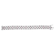 Bids.com 14K White Gold Pink Sapphire and Diamond Floral Lattice Link Bracelet - 7.25" Inches Bracelets White Smoke White.Gold / 7.25