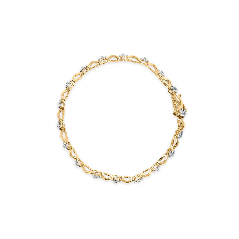 Bids.com 10k Yellow Gold 1.00 Cttw Round-Cut Diamond Floral S-Link 7.50" Bracelet (I-J Color, I2-I3 Clarity) Bracelets White Smoke Yellow.Gold / 7.5