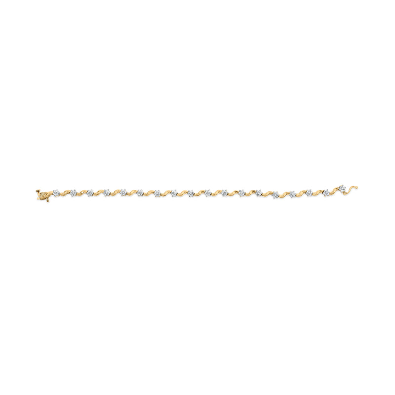 Bids.com 10k Yellow Gold 1.00 Cttw Round-Cut Diamond Floral S-Link 7.50" Bracelet (I-J Color, I2-I3 Clarity) Bracelets White Smoke Yellow.Gold / 7.5
