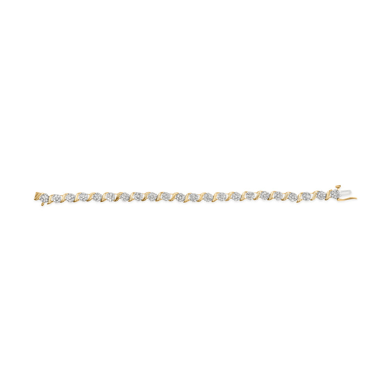Bids.com 10K Yellow Gold 2.00 Cttw Round Cut Diamond 'S' Cluster Bracelet (J-K Color, I1-I2 Clarity) Bracelets White Smoke Yellow.Gold / 7