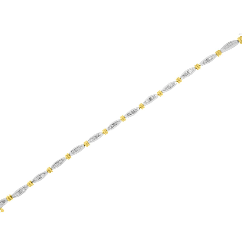Bids.com 10K Two-Tone Gold 2.0 Cttw Baguette Diamond Channel Link Bracelet Bracelets White Smoke YellowWhite.Gold / 7