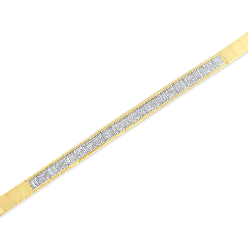 Bids.com 14K Yellow Gold 1-1/10 Cttw Princess & Baguette Cut Diamond 7" Alternating Stone Eternity Tennis Bracelet (G-H Color, VS1-VS2 Clarity) Bracelets White Smoke Yellow.Gold / 7