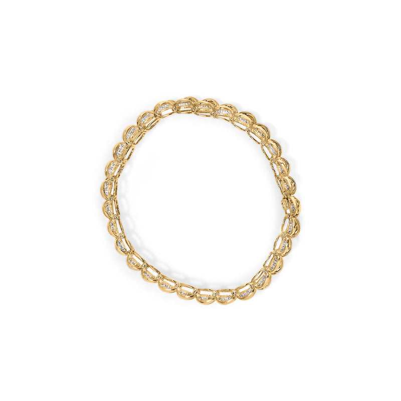 Bids.com 10K Yellow Gold 4.00 Cttw Pave Diamond Classic Link 7" Bracelet (I-J Color, I2-I3 Clarity) Bracelets White Smoke Yellow.Gold / 4