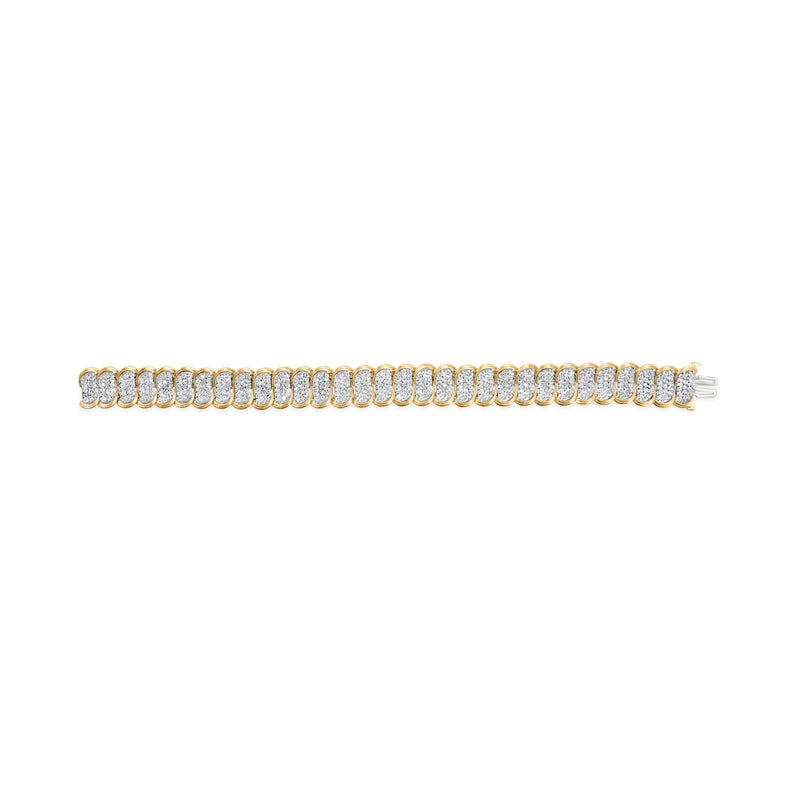 Bids.com 10k Yellow Gold 5.00 Cttw Diamond Oval Banded Link Bracelet (I-J Color, I1-I2 Clarity) - 7" Inches Bracelets Gray Yellow.Gold / 7