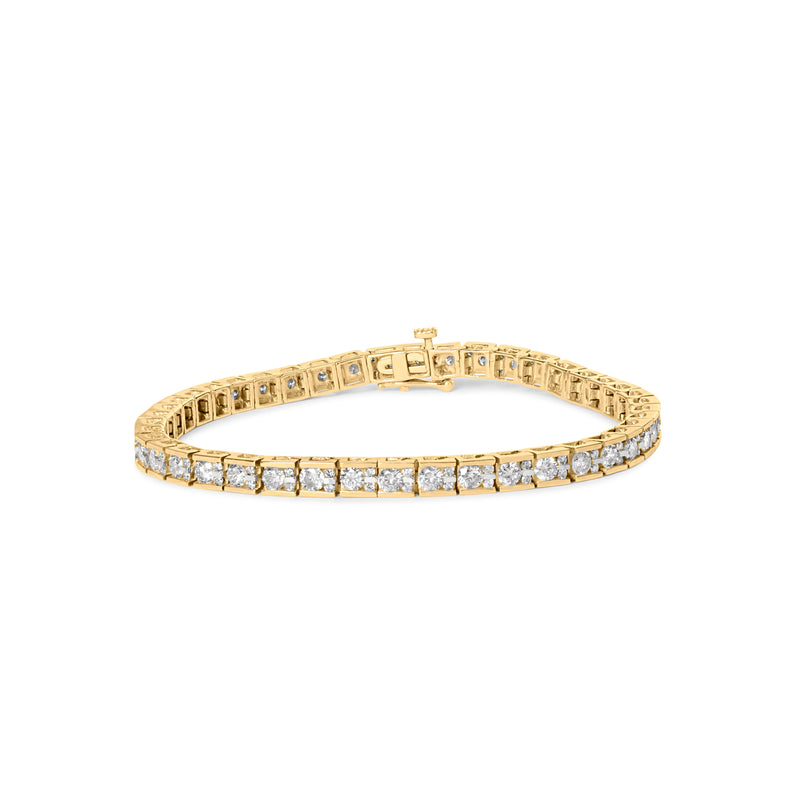 Bids.com 10K Yellow Gold 4.00 Cttw Channel Set Round Diamond Tennis 7" Bracelet (J-K Color, I1-I2 Clarity) Bracelets White Smoke Yellow.Gold / 7