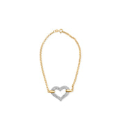 Bids.com 10K Two Tone Gold 1/4 Cttw Diamond Encrusted Heart Charm 7" Bracelet (H-I Color, I1-I2 Clarity) Bracelets White Smoke YellowWhite.Gold / 7