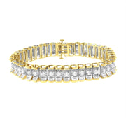 Bids.com 14K Yellow and White Gold 5.0 Cttw Round & Baguette Cut Diamond 7" Reflective Tennis Bracelet (H-I Color, I1-I2 Clarity) Bracelets White Smoke YellowWhite.Gold / 7