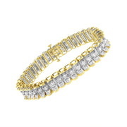 Bids.com 14K Yellow and White Gold 5.0 Cttw Round & Baguette Cut Diamond 7" Reflective Tennis Bracelet (H-I Color, I1-I2 Clarity) Bracelets White Smoke YellowWhite.Gold / 7