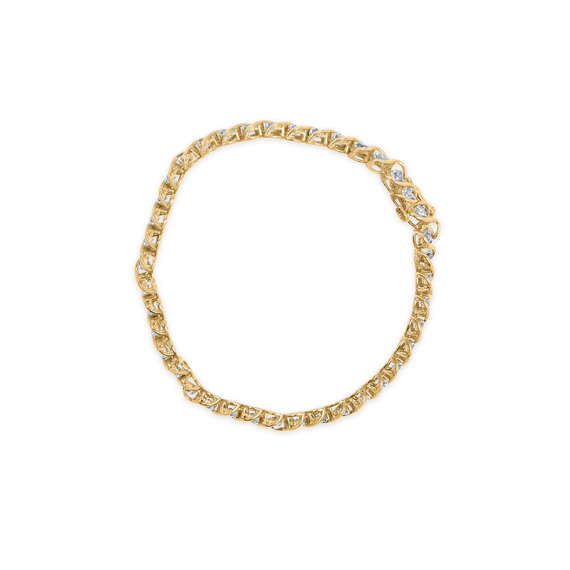 Bids.com 10K Yellow Gold 3 cttw Round-Cut Diamond Spiral Link 7.50" Bracelet (I-J Color, I1-I2 Clarity) Bracelets White Smoke Yellow.Gold / 7.5
