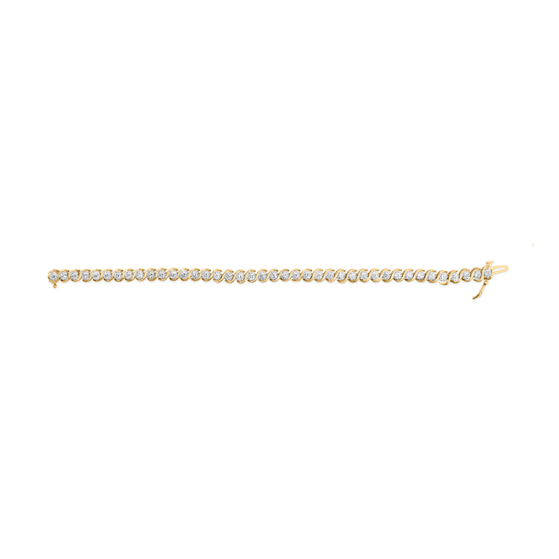 Bids.com 10K Yellow Gold 3 cttw Round-Cut Diamond Spiral Link 7.50" Bracelet (I-J Color, I1-I2 Clarity) Bracelets White Smoke Yellow.Gold / 7.5