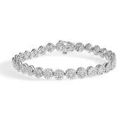 Bids.com 14K White Gold 2.00 Cttw Diamond Halo Link Tennis Bracelet (H-I Color, I1-I2 Clarity) - 7" Inches Bracelets White Smoke 14k White Gold / 7,White.Gold / 7