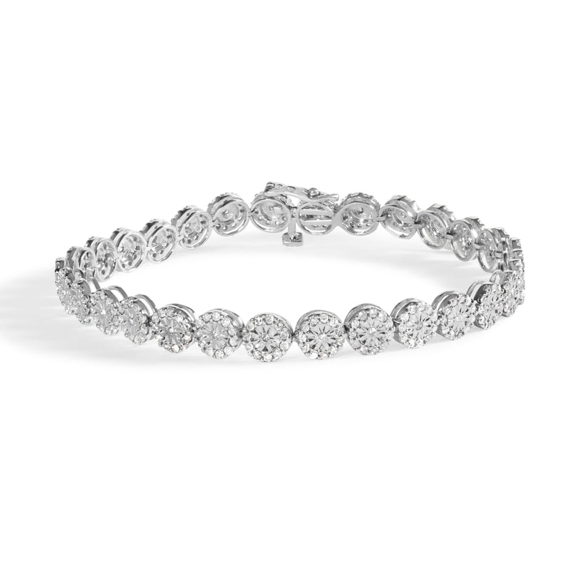 Bids.com 14K White Gold 2.00 Cttw Diamond Halo Link Tennis Bracelet (H-I Color, I1-I2 Clarity) - 7" Inches Bracelets White Smoke 14k White Gold / 7,White.Gold / 7