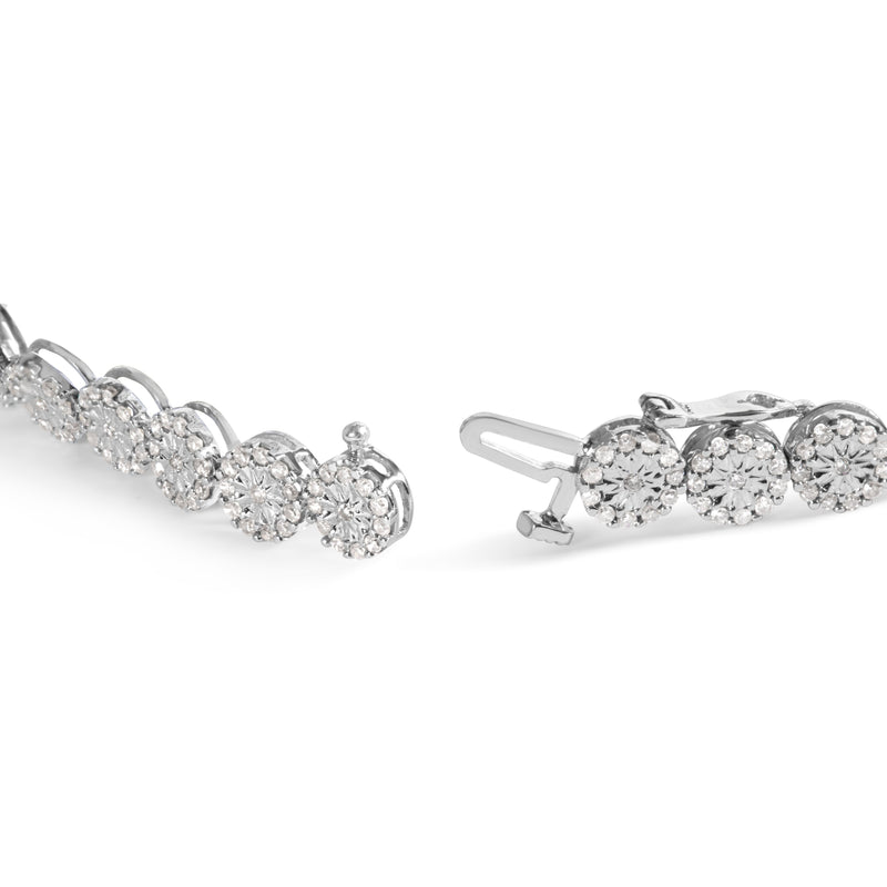 Bids.com 14K White Gold 2.00 Cttw Diamond Halo Link Tennis Bracelet (H-I Color, I1-I2 Clarity) - 7" Inches Bracelets White Smoke 14k White Gold / 7,White.Gold / 7