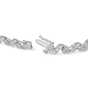 Bids.com 10K White Gold 2.00 Cttw Round-Cut and Baguette-Cut Diamond Floral Design Swirl Link 7" Bracelet (I-J Color, I1-I2 Clarity) Bracelets White Smoke White.Gold / 2.11