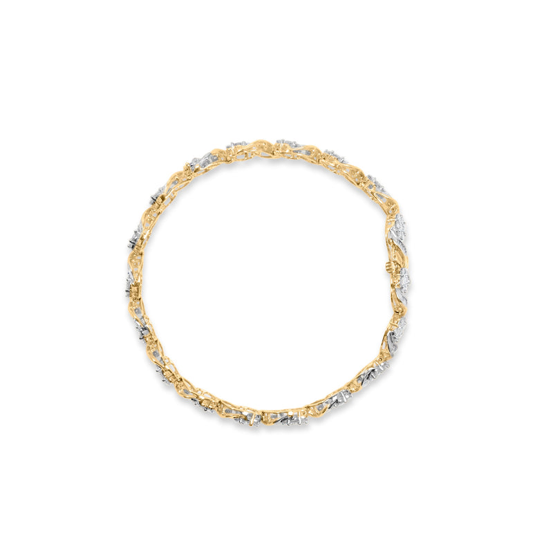 Bids.com 10k Yellow Gold 5.00 Cttw Round-Cut and Baguette-Cut Diamond Floral Link 7.25" Bracelet (I-J Color, I2-I3 Clarity) Bracelets White Smoke Yellow.Gold / 7.25