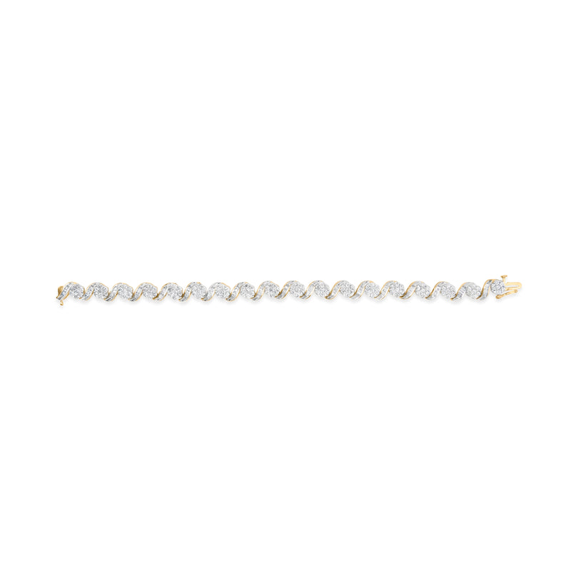 Bids.com 10k Yellow Gold 5.00 Cttw Round-Cut and Baguette-Cut Diamond Floral Link 7.25" Bracelet (I-J Color, I2-I3 Clarity) Bracelets White Smoke Yellow.Gold / 7.25