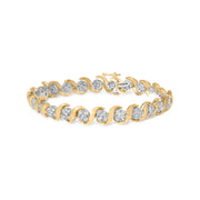 Bids.com 10K Yellow Gold 4.00 Cttw Round-Cut Diamond Floral Link 7.5" Bracelet (H-I Color, I2-I3 Clarity) Bracelets White Smoke Yellow.Gold / 7.5