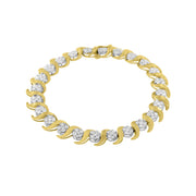Bids.com 10K Yellow Gold 4.00 Cttw Round-Cut Diamond Floral Link 7.5" Bracelet (H-I Color, I2-I3 Clarity) Bracelets White Smoke Yellow.Gold / 7.5