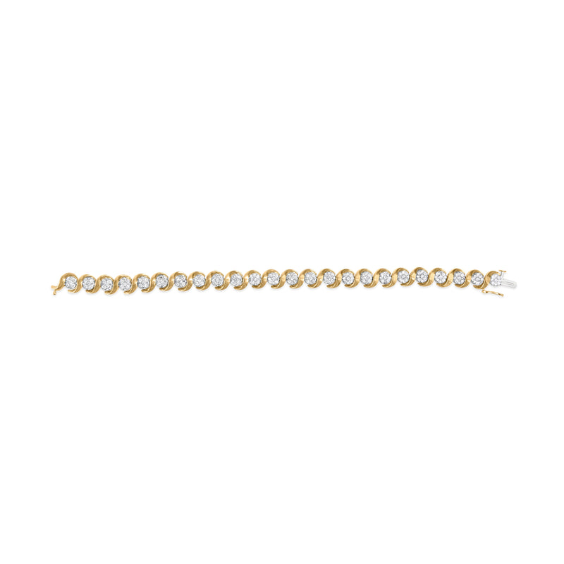 Bids.com 10K Yellow Gold 4.00 Cttw Round-Cut Diamond Floral Link 7.5" Bracelet (H-I Color, I2-I3 Clarity) Bracelets Seashell Yellow.Gold / 7.5