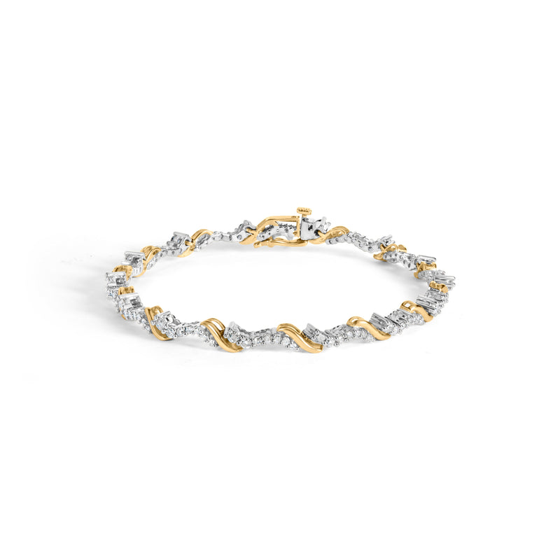 Bids.com 10K Yellow and White Gold 2.00 Cttw Diamond "S" Link 7" Bracelet (H-I Color, I2-I3 Clarity) Bracelets White Smoke YellowWhite.Gold / 7