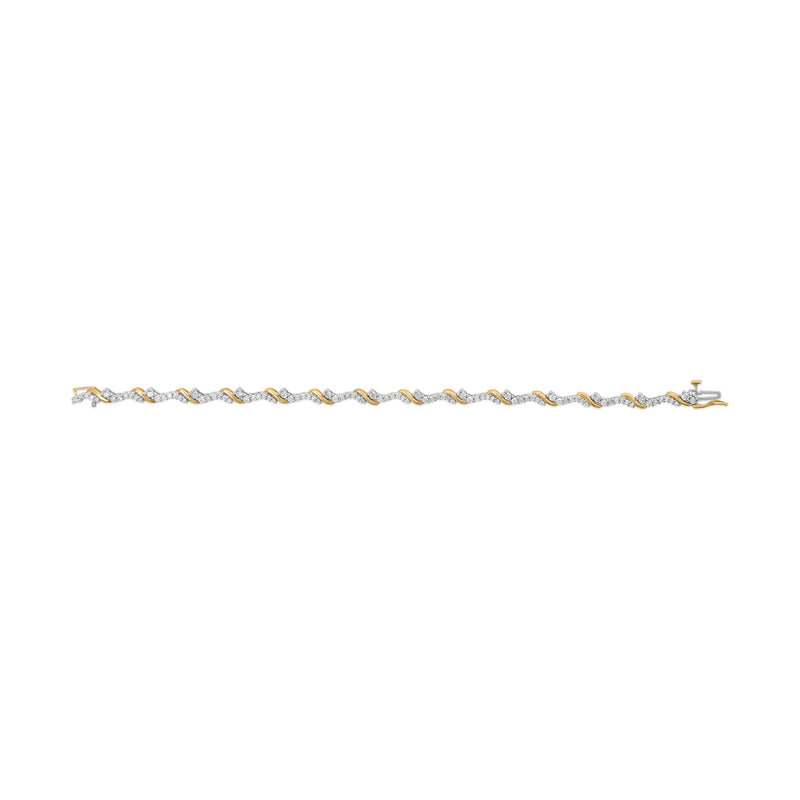 Bids.com 10K Yellow and White Gold 2.00 Cttw Diamond "S" Link 7" Bracelet (H-I Color, I2-I3 Clarity) Bracelets White Smoke YellowWhite.Gold / 7