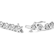 Bids.com 10K White Gold 1 1/2 Cttw Diamond Alternating Diamond and X-Link 7.5" Tennis Bracelet (H-I Color, I2-I3 Clarity) Bracelets White Smoke White.Gold / 7.5
