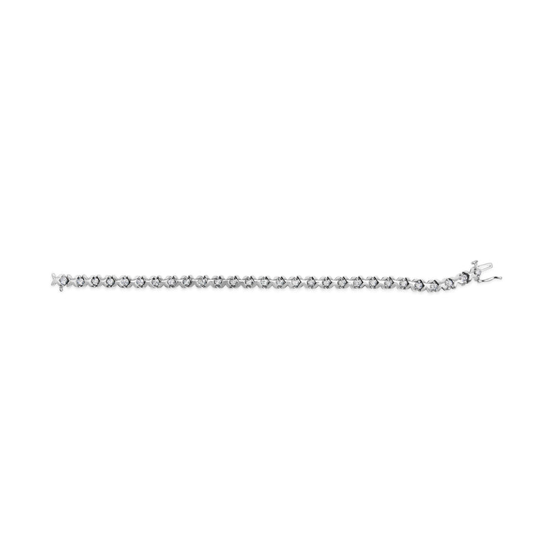 Bids.com 10K White Gold 1 1/2 Cttw Diamond Alternating Diamond and X-Link 7.5" Tennis Bracelet (H-I Color, I2-I3 Clarity) Bracelets White Smoke White.Gold / 7.5