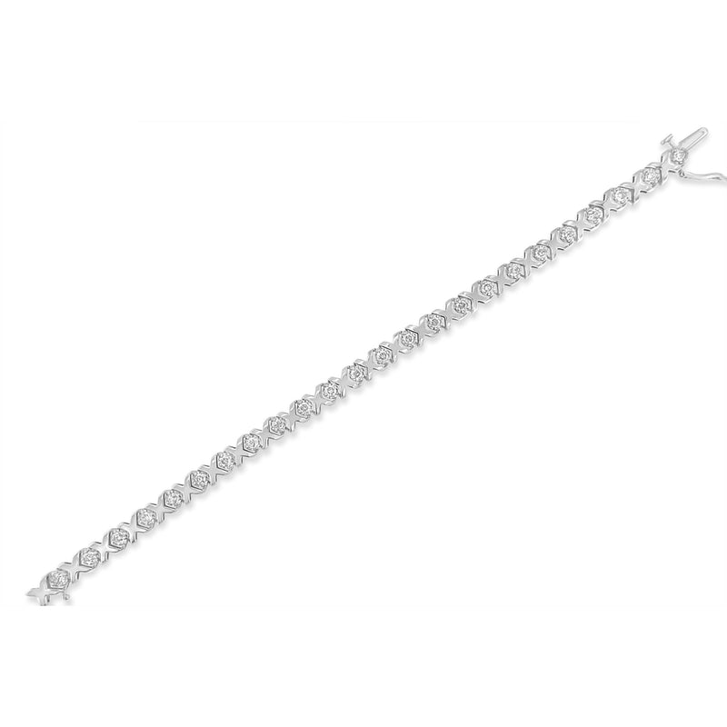 Bids.com 10k White Gold 2.00 Cttw Round-Cut Diamond "XOXO" Link 7" Bracelet (I-J Color, I2-I3 Clarity) Bracelets White Smoke White.Gold / 2