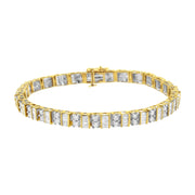 Bids.com 10K Yellow Gold 4.0 Cttw Alternating Baguette & Round Cut Diamond Bezel- & Prong-Set 7" Tennis Bracelet (G-H Color, SI1-SI2 Clarity) Bracelets White Smoke Yellow.Gold / 7