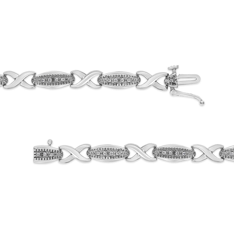 Bids.com .925 Sterling Silver 1/5 Cttw Round-Cut Diamond "X" Link Bracelet - Size 7.50" (I-J Color, I2-I3 Clarity) Bracelets White Smoke White.Sterling Silver / 7.5