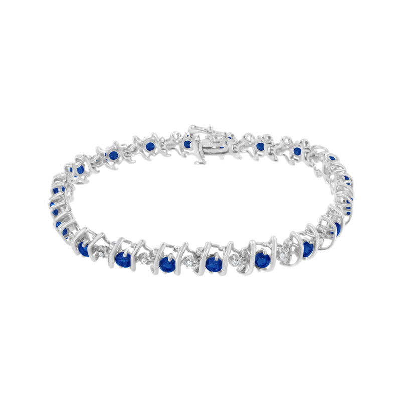 Bids.com .925 Sterling Silver, Lab-Grown Gemstone and 4 Cttw Round Diamond Tennis Bracelet (H-I Color, I1-I2 Clarity) - Created Blue Sapphire, September Birthstone Bracelets White Smoke White.Sterling Silver / 7.25 / Blue Sapphire,White.Sterling Silver / 7.25 / Red Ruby,White.Sterling Silver / 7.25 / Green Peridot,White.Sterling Silver / 7.25 / Pink Tourmaline,White.Sterling Silver / 7.25 / Yellow Citrine,White.Sterling Silver / 7.25 / B
