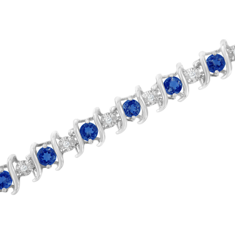 Bids.com .925 Sterling Silver, Lab-Grown Gemstone and 4 Cttw Round Diamond Tennis Bracelet (H-I Color, I1-I2 Clarity) - Created Blue Sapphire, September Birthstone Bracelets White Smoke White.Sterling Silver / 7.25 / Blue Sapphire,White.Sterling Silver / 7.25 / Red Ruby,White.Sterling Silver / 7.25 / Green Peridot,White.Sterling Silver / 7.25 / Pink Tourmaline,White.Sterling Silver / 7.25 / Yellow Citrine,White.Sterling Silver / 7.25 / B