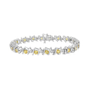 Bids.com .925 Sterling Silver, Lab-Grown Gemstone and 4 Cttw Round Diamond Tennis Bracelet (H-I Color, I1-I2 Clarity) - Created Blue Sapphire, September Birthstone Bracelets White Smoke White.Sterling Silver / 7.25 / Yellow Citrine