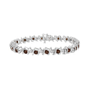 Bids.com .925 Sterling Silver, Lab-Grown Gemstone and 4 Cttw Round Diamond Tennis Bracelet (H-I Color, I1-I2 Clarity) - Created Blue Sapphire, September Birthstone Bracelets White Smoke White.Sterling Silver / 7.25 / Red Garnet
