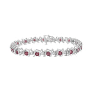 Bids.com .925 Sterling Silver, Lab-Grown Gemstone and 4 Cttw Round Diamond Tennis Bracelet (H-I Color, I1-I2 Clarity) - Created Blue Sapphire, September Birthstone Bracelets White Smoke White.Sterling Silver / 7.25 / Pink Tourmaline