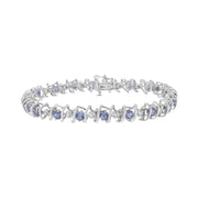 Bids.com .925 Sterling Silver, Lab-Grown Gemstone and 4 Cttw Round Diamond Tennis Bracelet (H-I Color, I1-I2 Clarity) - Created Blue Sapphire, September Birthstone Bracelets White Smoke White.Sterling Silver / 7.25 / Blue Tanzanite