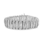 Bids.com .925 Sterling Silver 8 1/2 Cttw Diamond 7 Row Chevron "S" Curved Link Tennis Bracelet (I-J color, I1-I2 clarity) - 7.25" Bracelets White Smoke White.Sterling Silver / 7.25