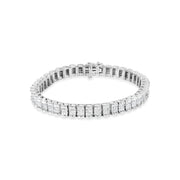 Bids.com 14K White Gold 5.00 Cttw Invisible Set Princess-Cut Diamond Belt and Buckle Tennis 7" Bracelet (H-I Color, SI1-SI2 Clarity) Bracelets White Smoke White.Gold / 7