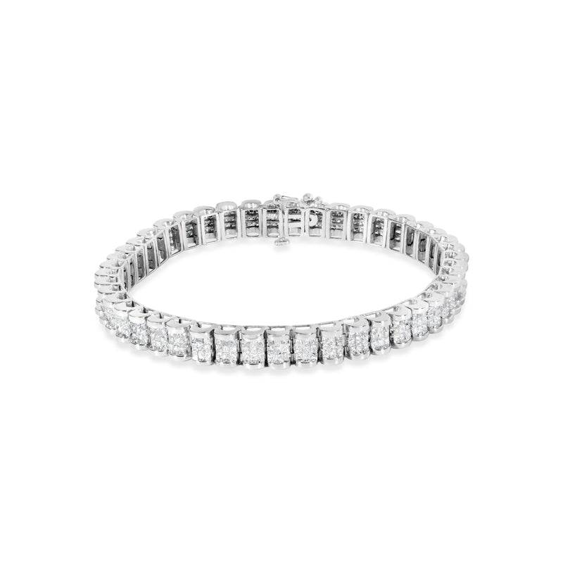 Bids.com 14K White Gold 5.00 Cttw Invisible Set Princess-Cut Diamond Belt and Buckle Tennis 7" Bracelet (H-I Color, SI1-SI2 Clarity) Bracelets White Smoke White.Gold / 7