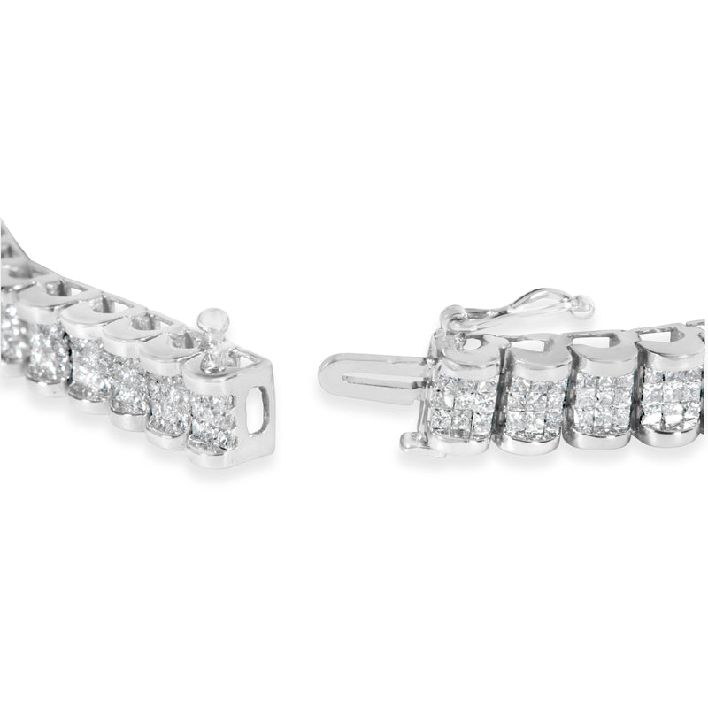 Bids.com 14K White Gold 5.00 Cttw Invisible Set Princess-Cut Diamond Belt and Buckle Tennis 7" Bracelet (H-I Color, SI1-SI2 Clarity) Bracelets White Smoke White.Gold / 7