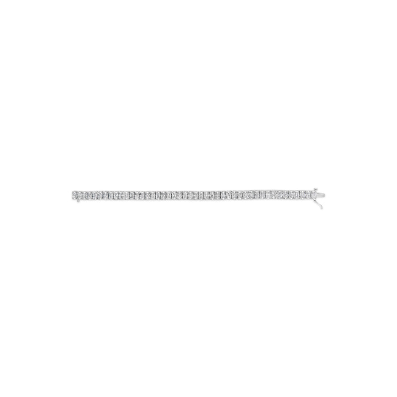Bids.com 14K White Gold 5.00 Cttw Invisible Set Princess-Cut Diamond Belt and Buckle Tennis 7" Bracelet (H-I Color, SI1-SI2 Clarity) Bracelets White Smoke White.Gold / 7