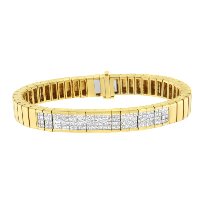 Bids.com 14K Yellow Gold 3 5/8 cttw Invisible Set Princess-Cut Diamond ID Tennis Bracelet (I-J Color, SI1-SI2 Clarity) - Size 7" Bracelets White Smoke Yellow.Gold / 7