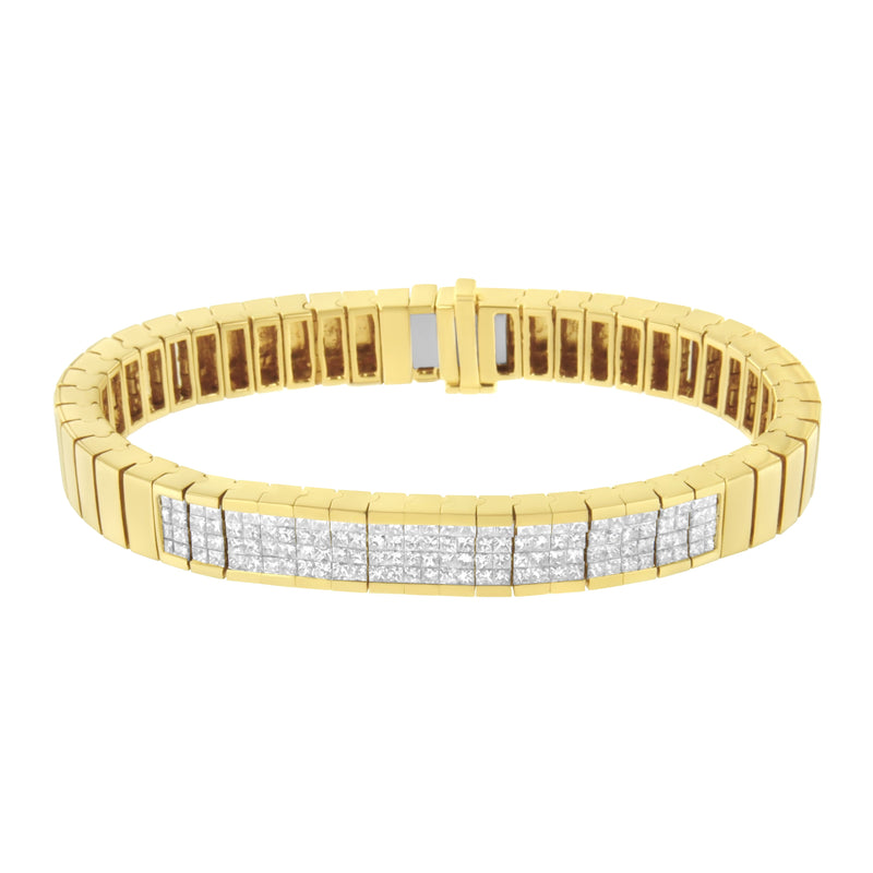 Bids.com 14K Yellow Gold 3 5/8 cttw Invisible Set Princess-Cut Diamond ID Tennis Bracelet (I-J Color, SI1-SI2 Clarity) - Size 7" Bracelets White Smoke Yellow.Gold / 7