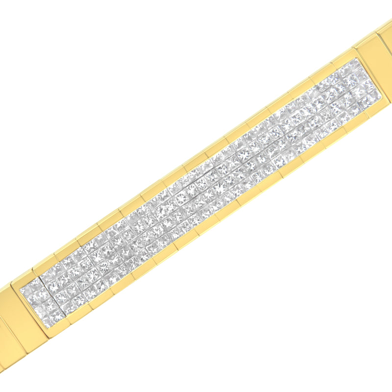 Bids.com 14K Yellow Gold 3 5/8 cttw Invisible Set Princess-Cut Diamond ID Tennis Bracelet (I-J Color, SI1-SI2 Clarity) - Size 7" Bracelets White Smoke Yellow.Gold / 7