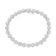 Bids.com 14K White Gold 3-3/4 Cttw Round-Brilliant Cut Diamond 7-1/4" Round Cluster Links Tennis Bracelet (I-J Color, SI2-I1 Clarity) Bracelets White Smoke White.Gold / 7.25