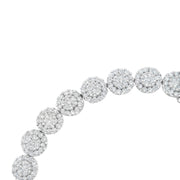 Bids.com 14K White Gold 3-3/4 Cttw Round-Brilliant Cut Diamond 7-1/4" Round Cluster Links Tennis Bracelet (I-J Color, SI2-I1 Clarity) Bracelets White Smoke White.Gold / 7.25