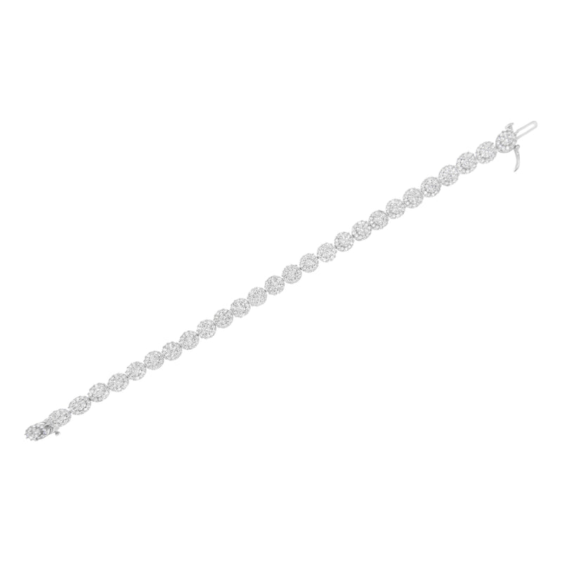 Bids.com 14K White Gold 3-3/4 Cttw Round-Brilliant Cut Diamond 7-1/4" Round Cluster Links Tennis Bracelet (I-J Color, SI2-I1 Clarity) Bracelets White Smoke White.Gold / 7.25