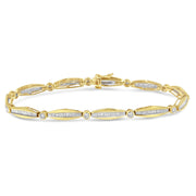 Bids.com 14K White Gold 1-1/2 Cttw Round Brilliant-Cut & Baguette Cut Diamond Bezel and Tapered Link 7" Tennis Bracelet (H-I Color, I1-I2 Clarity) Bracelets White Smoke 14k Yellow Gold / 1.5ct. TDW Diamonds